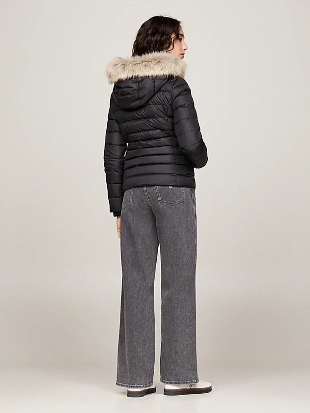 Tommy Hilfiger TJW Basic Kapüşonlu Kuş Tüyü Kadın Siyah Ceket DW0DW18312BDS