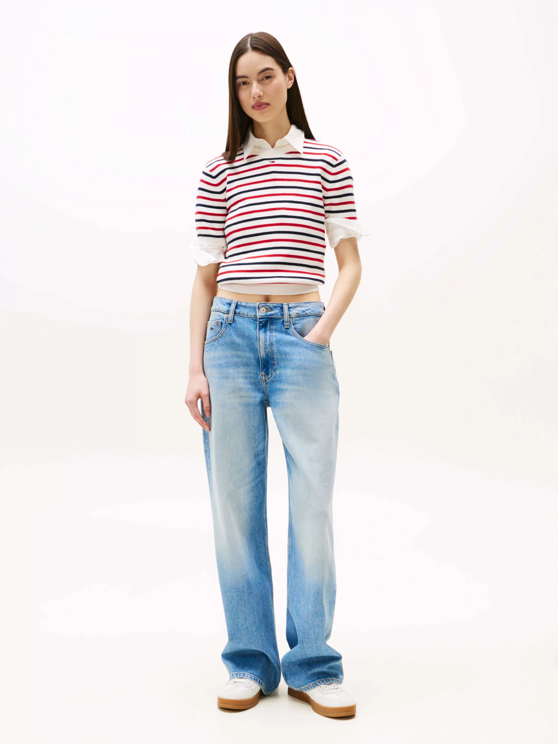 Tommy Jeans TJW ESSENTIAL SS SWEATER Kadın Beyaz Kazak DW0DW193360FG