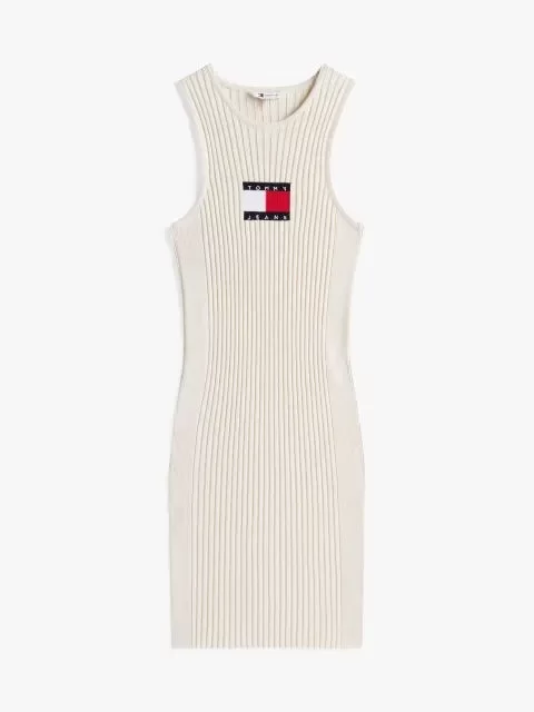 Tommy Jeans TJW FLAG SWEATER MINI DRESS EXT Kadın Beyaz Elbise DW0DW20877YBL