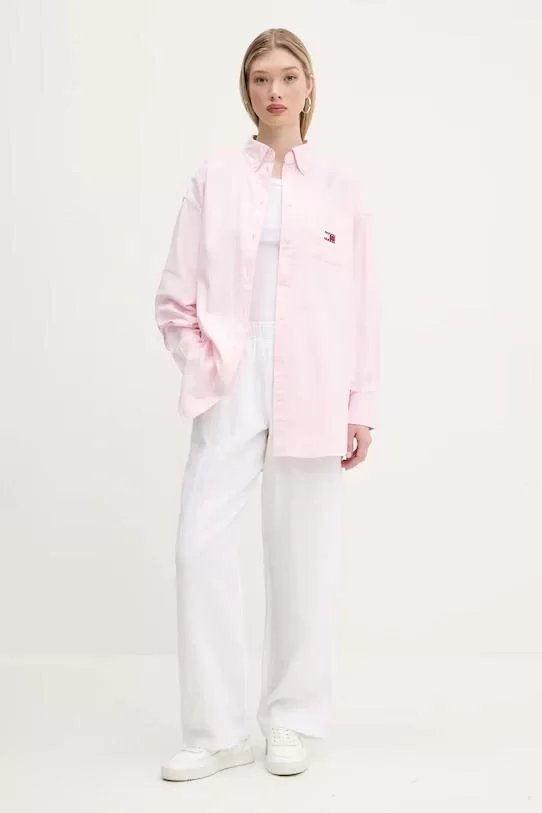 Tommy Jeans TJW OVS BADGE OXFORD SHIRT EXT Kadın  Gömlek DW0DW20289TH3