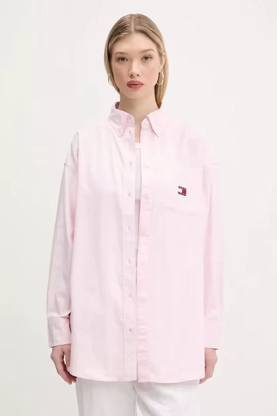 Tommy Jeans TJW OVS BADGE OXFORD SHIRT EXT Kadın  Gömlek DW0DW20289TH3