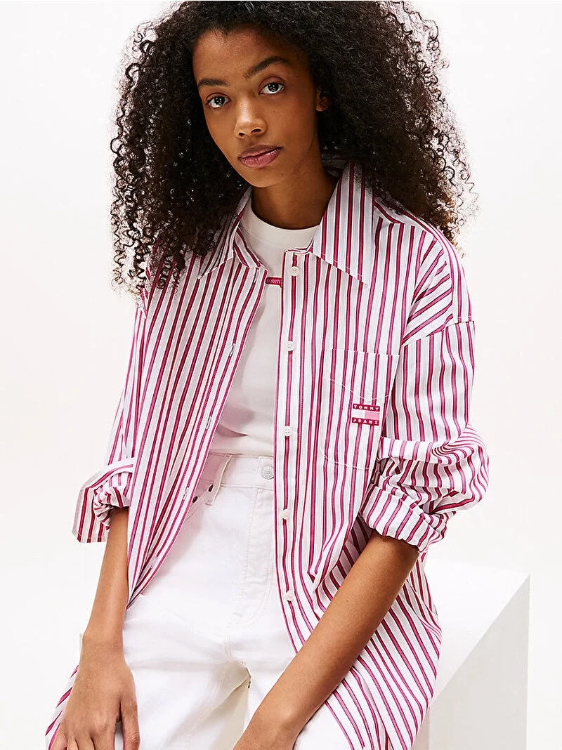 Tommy Jeans TJW OVS MINI SHIRT DRESS EXT Kadın Pembe Elbise DW0DW211220D5