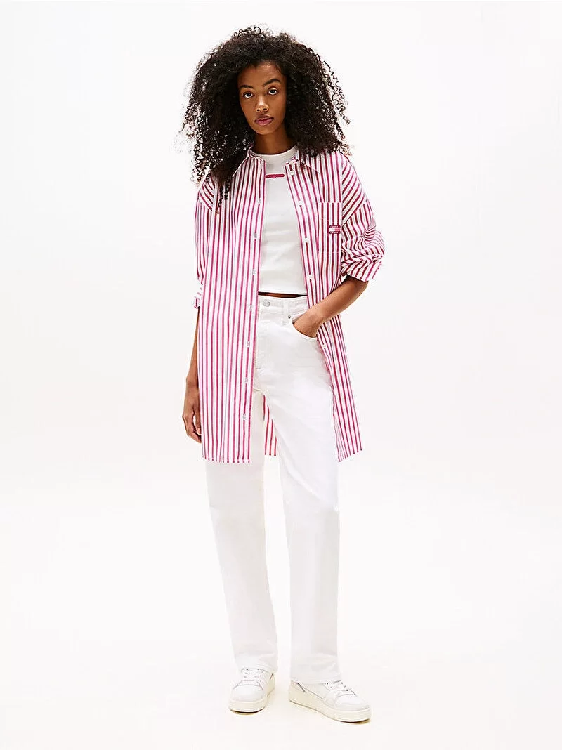 Tommy Jeans TJW OVS MINI SHIRT DRESS EXT Kadın Pembe Elbise DW0DW211220D5
