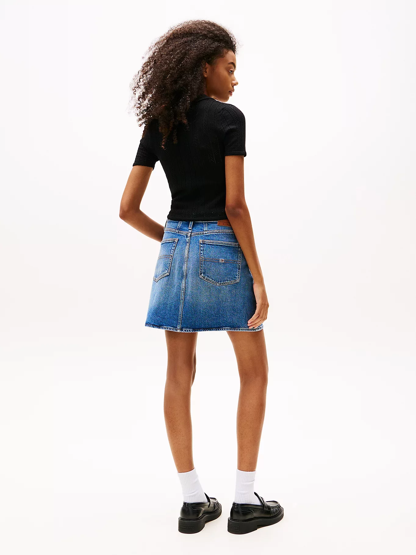 Tommy Jeans TJW POINTELLE POLO Kadın Siyah Kazak DW0DW20965BDS