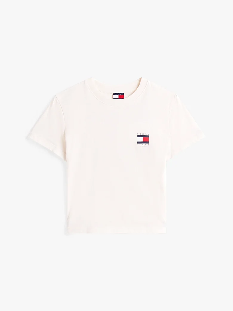 Tommy Jeans TJW REG SH TOMMY US FLAG SS TEE Kadın Beyaz T-shirt DW0DW21423YBH