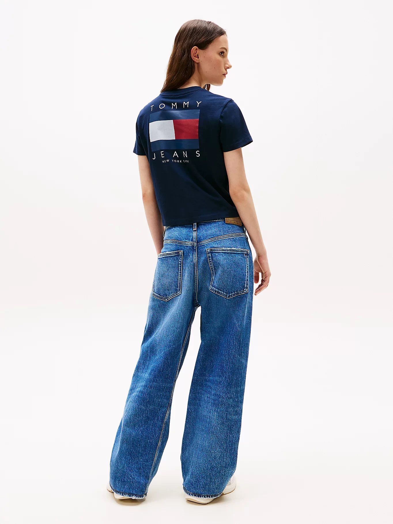 Tommy Jeans TJW REG SH TOMMY US FLAG SS TEE Kadın Mavi T-shirt DW0DW21423C1G