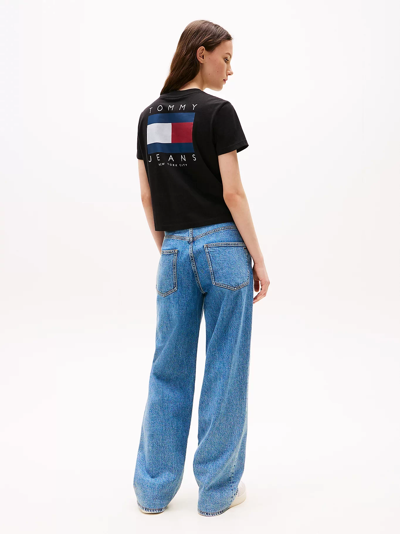 Tommy Jeans TJW REG SH TOMMY US FLAG SS TEE Kadın Siyah T-shirt DW0DW21423BDS