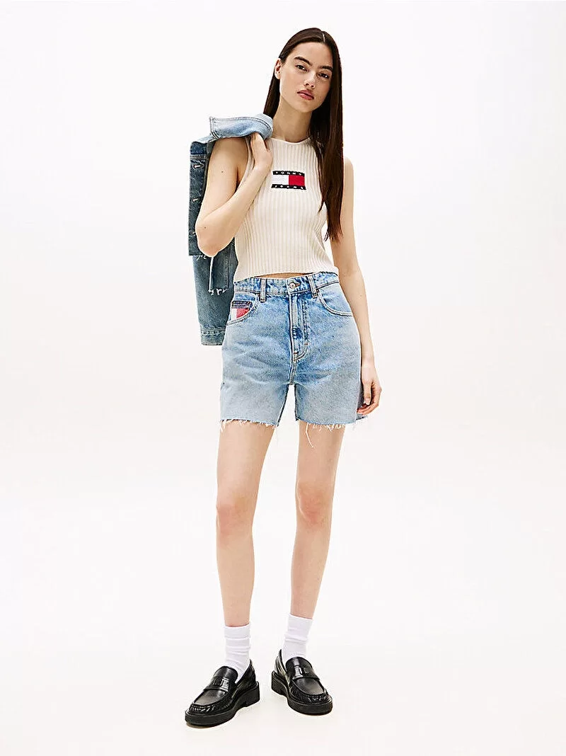 Tommy Jeans TJW RIB RACER TANK Kadın Beyaz Kazak DW0DW20975YBL
