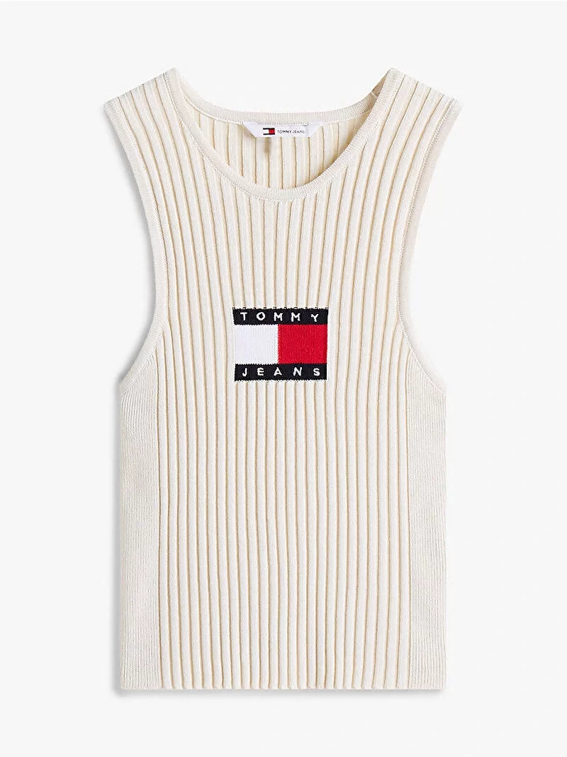 Tommy Jeans TJW RIB RACER TANK Kadın Beyaz Kazak DW0DW20975YBL