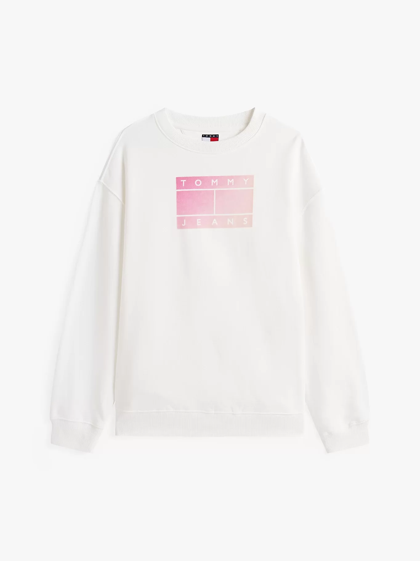 Tommy Jeans TJW RLX GRADIENT FLAG CREW Kadın Beyaz Kazak DW0DW21396YBL