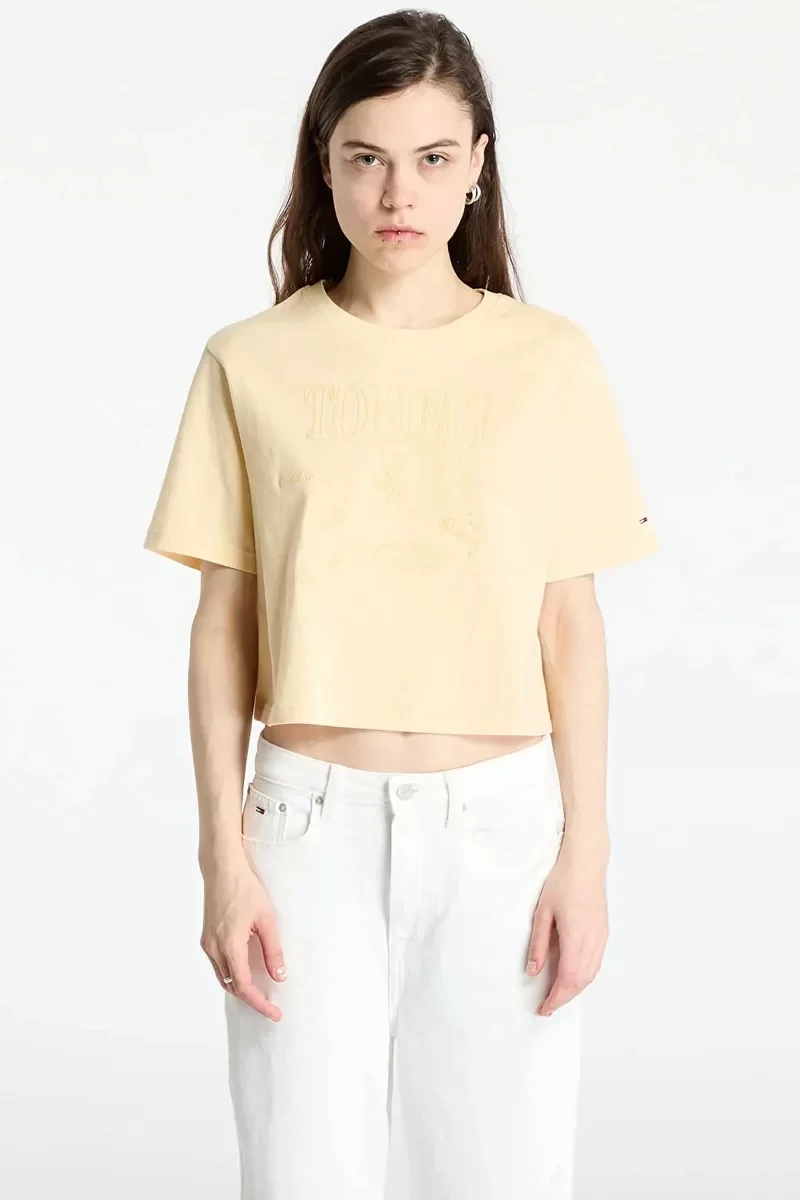 Tommy Jeans TJW RLX SH TONAL CREST TEE Kadın  T-shirt DW0DW20326ZGA