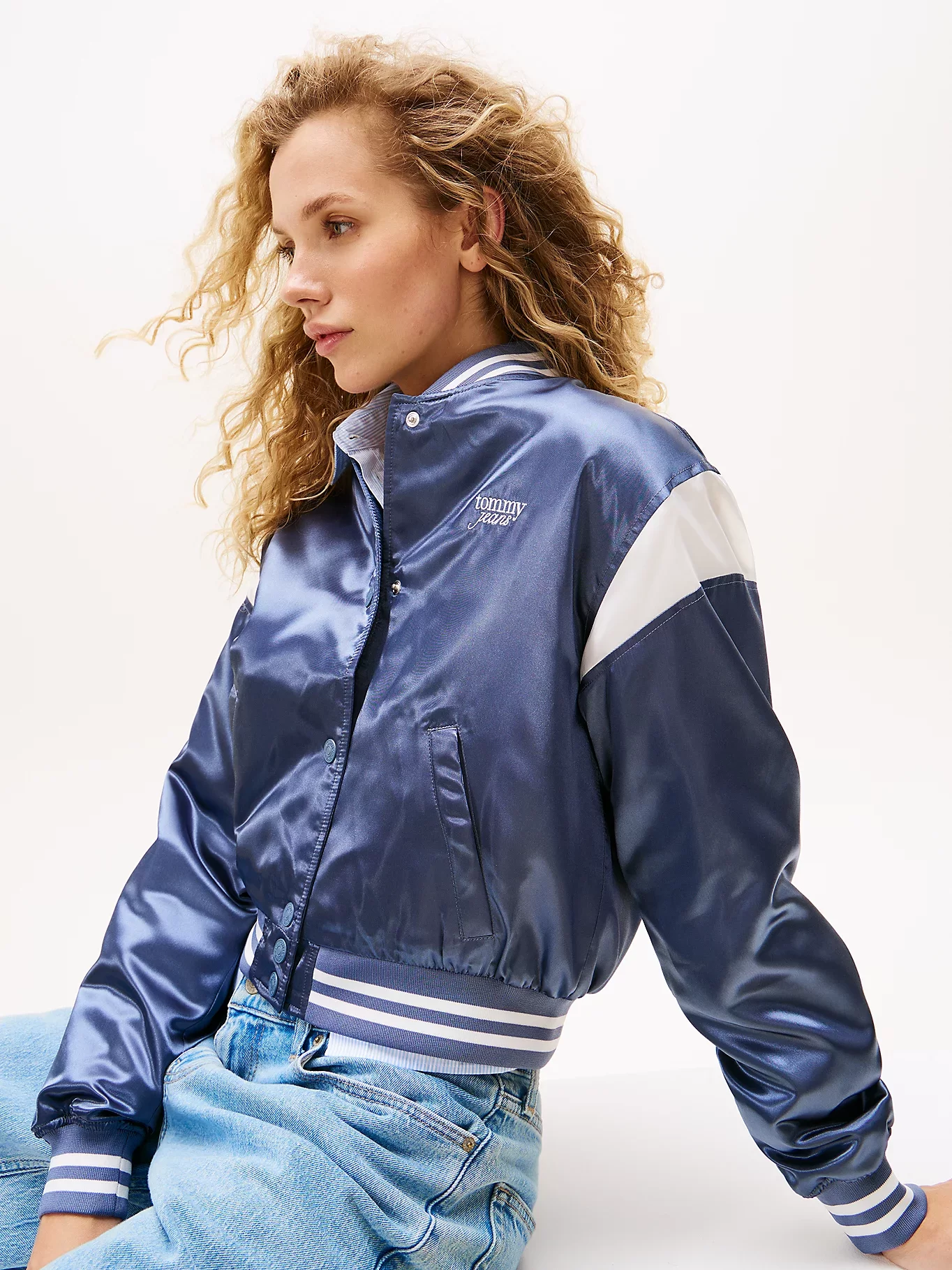 Tommy Jeans TJW SCRIPT VARSITY JACKET Kadın Gri Ceket DW0DW20960PO6
