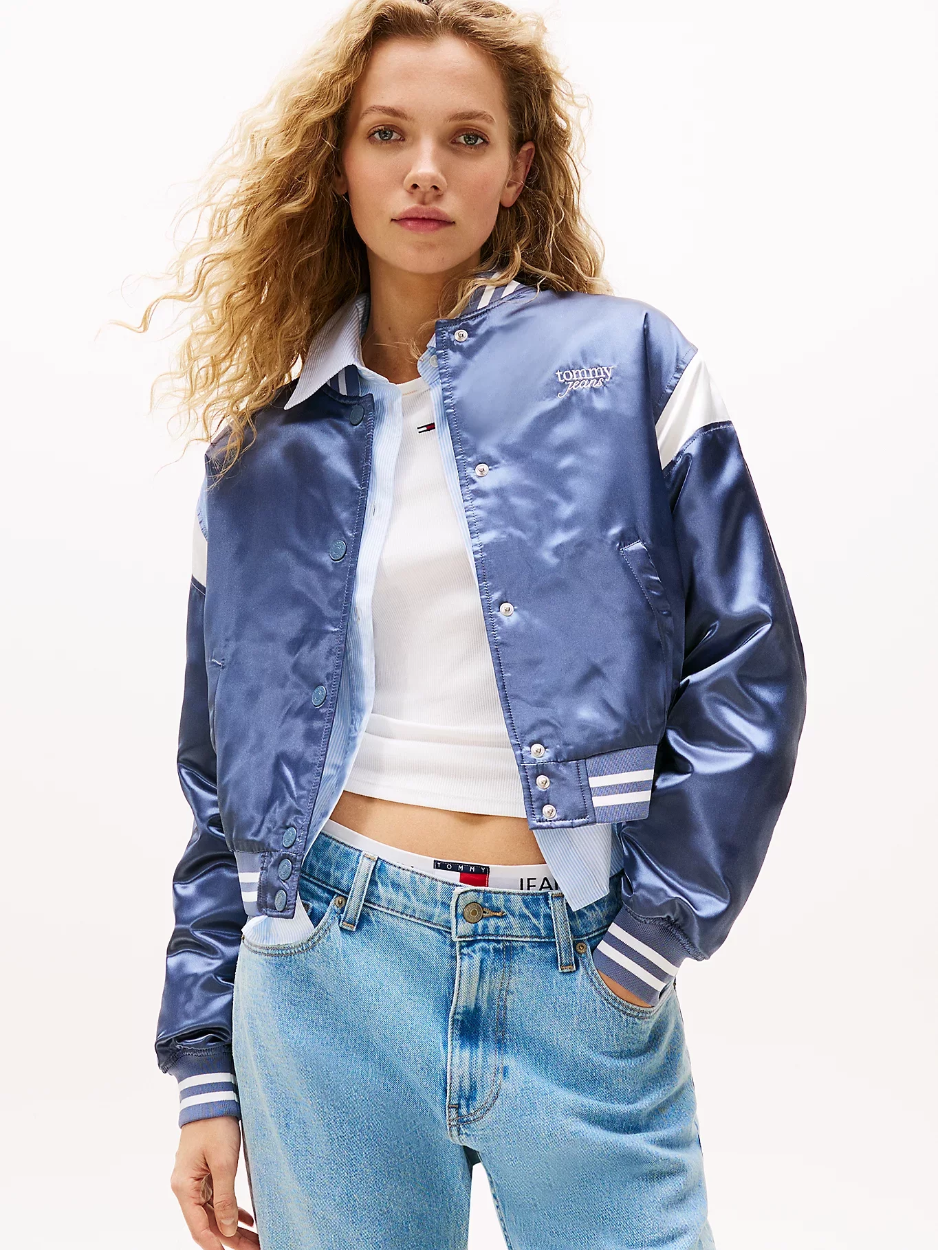 Tommy Jeans TJW SCRIPT VARSITY JACKET Kadın Gri Ceket DW0DW20960PO6