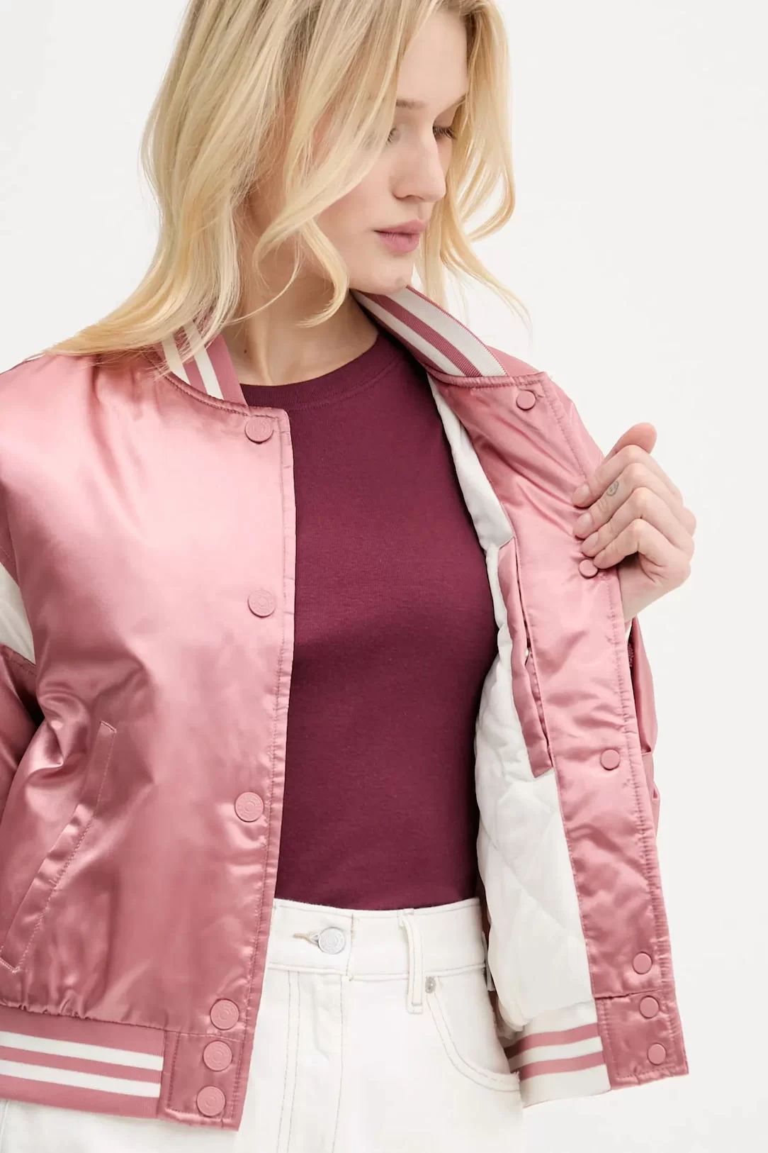 Tommy Jeans TJW SCRIPT VARSITY JACKET Kadın Pembe Ceket DW0DW20960TI0