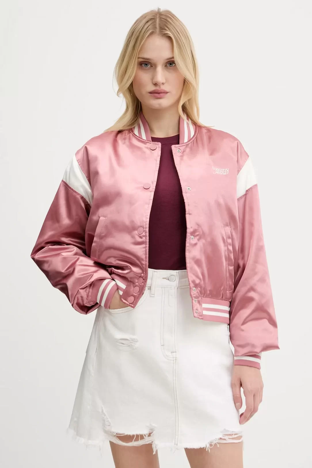 Tommy Jeans TJW SCRIPT VARSITY JACKET Kadın Pembe Ceket DW0DW20960TI0