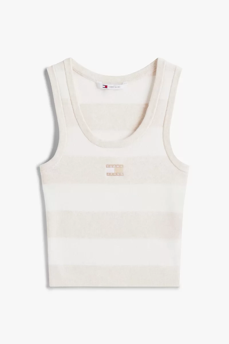 Tommy Jeans Tommy Jeans Çizgili Kısa Kadın  Bej Kazak DW0DW20969AE3