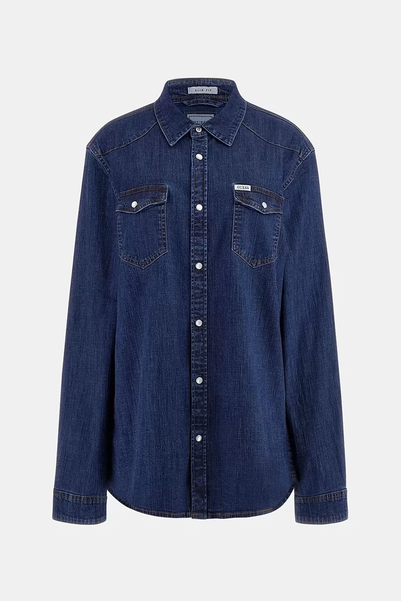 Guess Truckee L/S Shırt Erkek Mavi Gömlek M4YH02D3PF6-SAFI