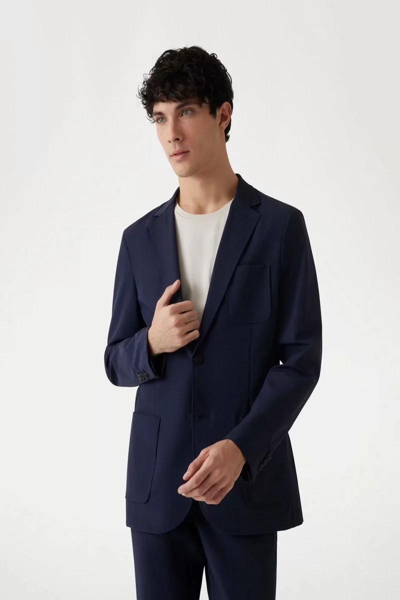Guess TYRON BLAZER Erkek Lacivert Ceket M5RN09WGUP2-G7V2
