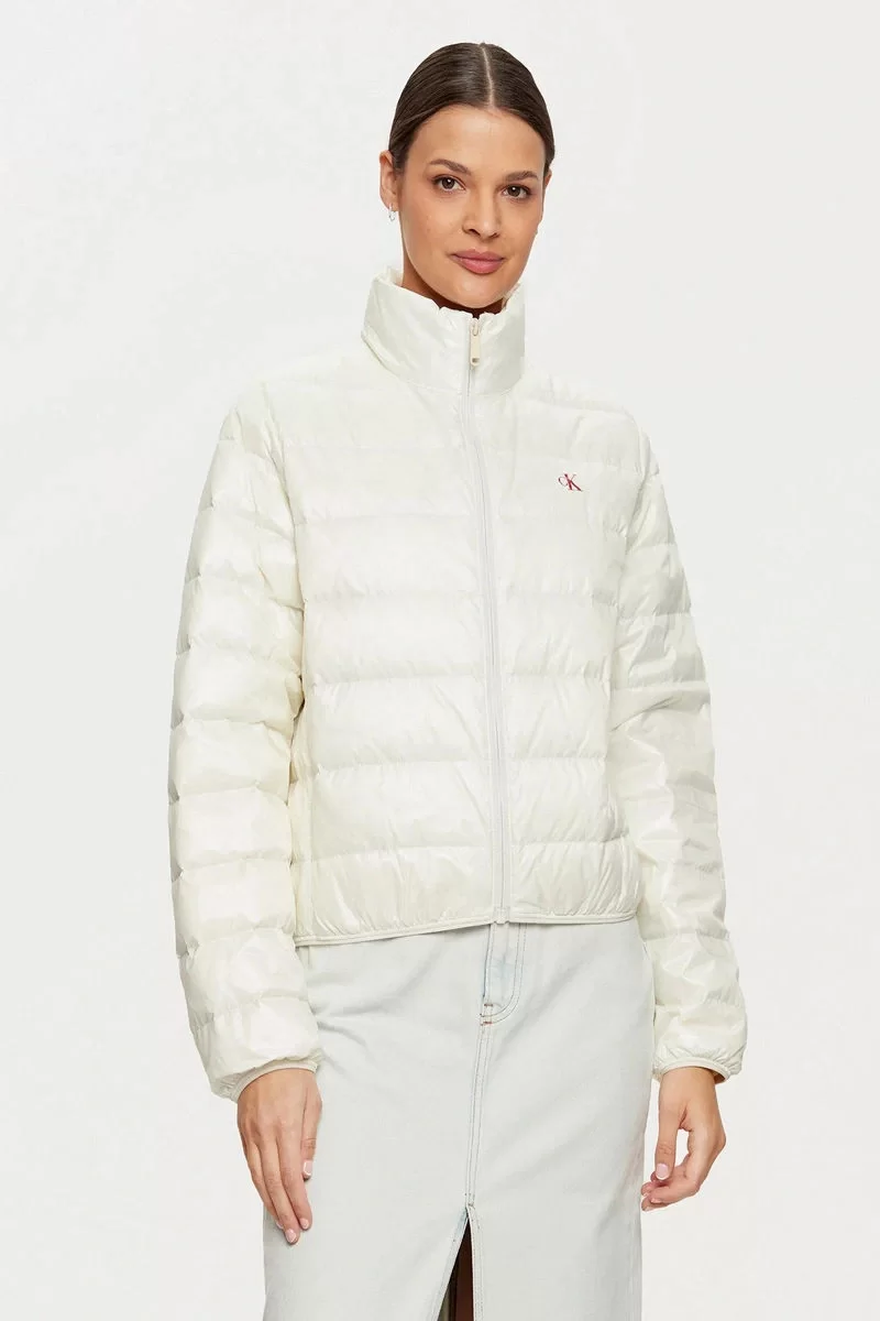 Calvin Klein Kadın Parlak Beyaz Şişme Mont