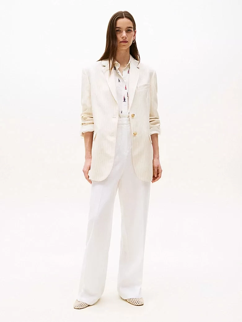 Tommy Hilfiger VISCOSE LINEN RELAXED SB BLAZER Kadın  Blazer Ceket WW0WW4616703N