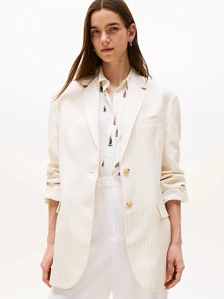 Tommy Hilfiger VISCOSE LINEN RELAXED SB BLAZER Kadın  Blazer Ceket WW0WW4616703N