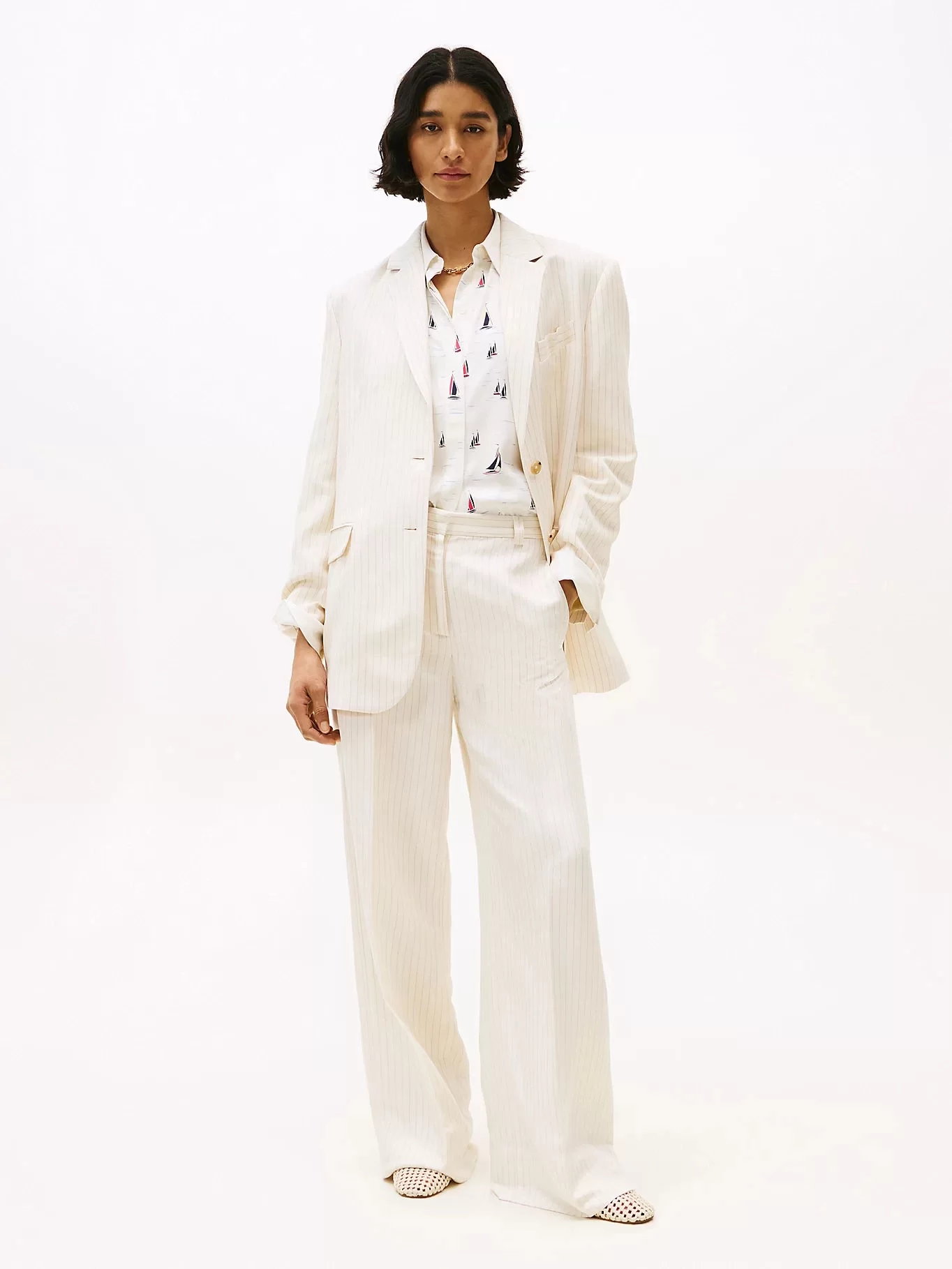 Tommy Hilfiger VISCOSE LINEN WIDE LEG PANTS Kadın  Pantolon WW0WW4546403N