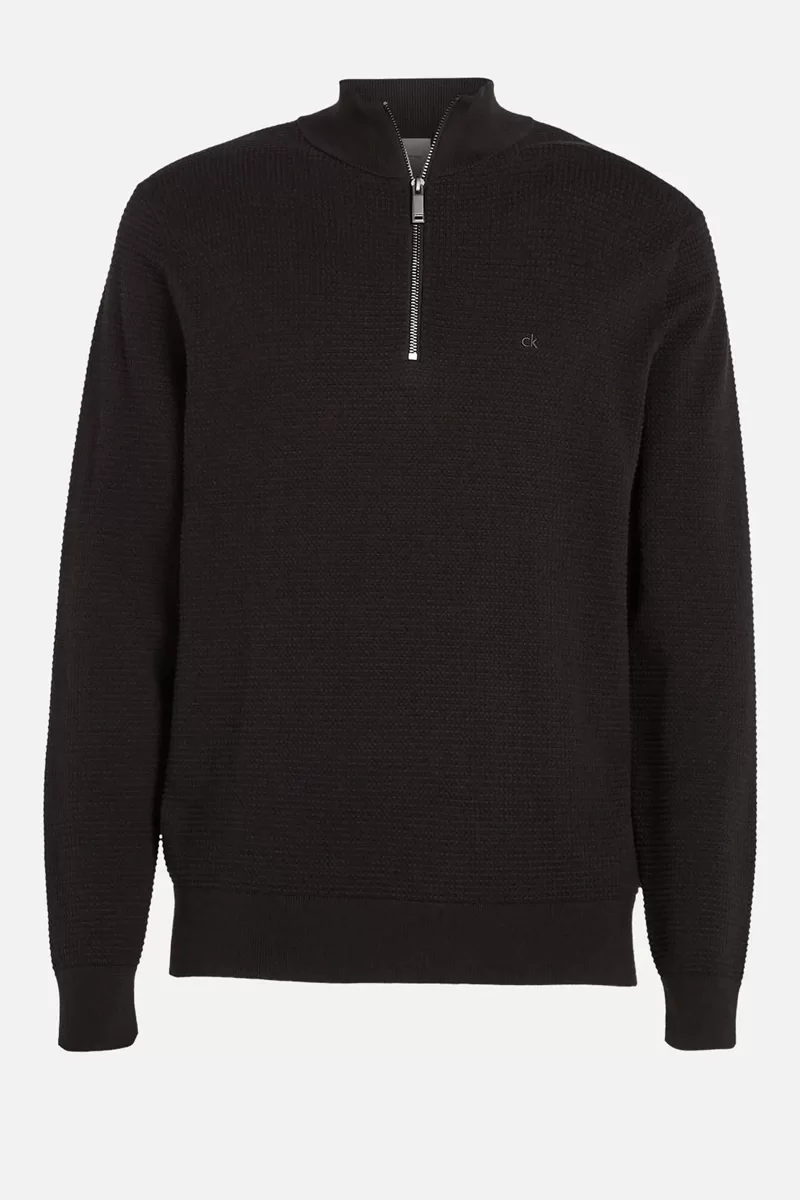 Calvin Klein WAFFLE TEXTURE Q-ZIP Erkek  Kazak K10K114120-BEH