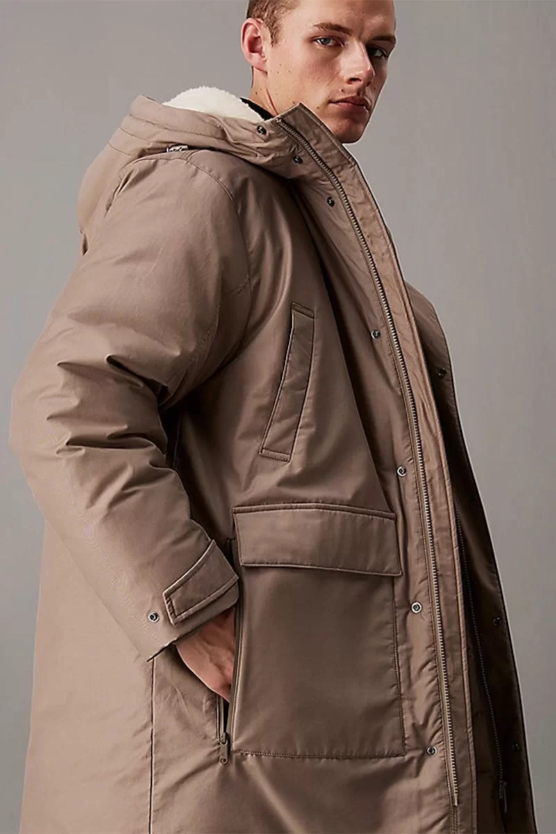 CK Jeans WARM COTTON NYLON LONG PARKA Erkek GRİ Mont J30J326082-PAV
