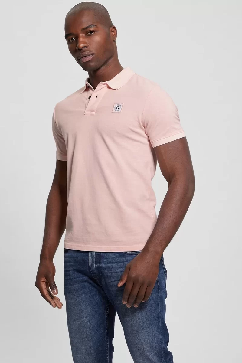 Guess WASHED SS POLO Erkek Pembe T-shirt M2YP24KC9T1-G6R4