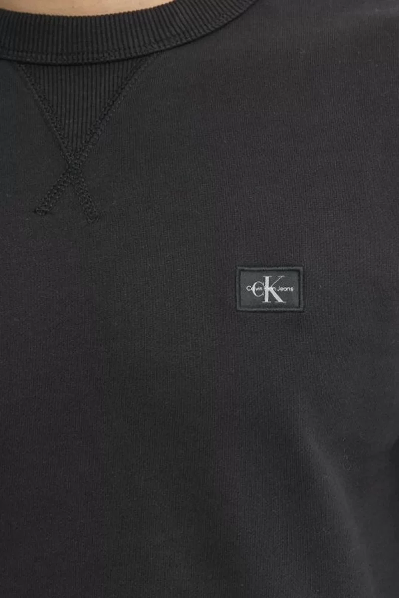 CK Jeans WOVEN LABEL CREW NECK Erkek  Sweatshirt J30J327115-BEH