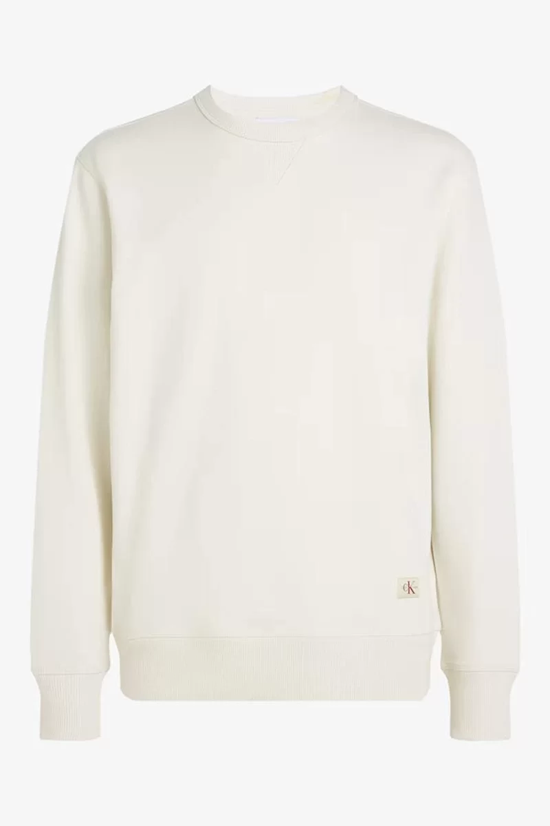 CK Jeans WOVEN LABEL CREW NECK Erkek  Sweatshirt J30J327115-YBI