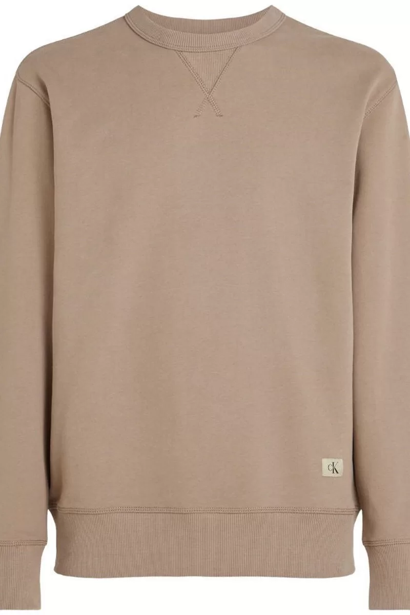 CK Jeans WOVEN LABEL CREW NECK Erkek  Sweatshirt J30J327115-PFW