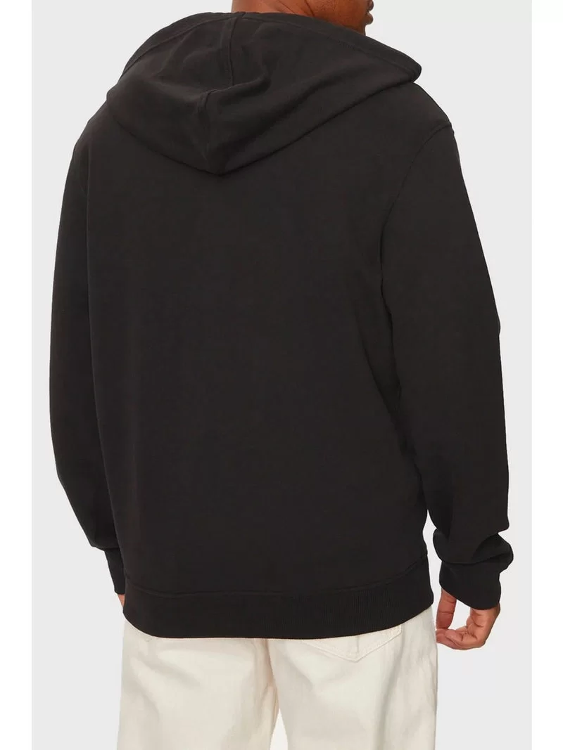CK Jeans WOVEN LABEL ZIP THROUGH HOODIE Erkek Siyah Eşofman Üstü J30J326858-BEH