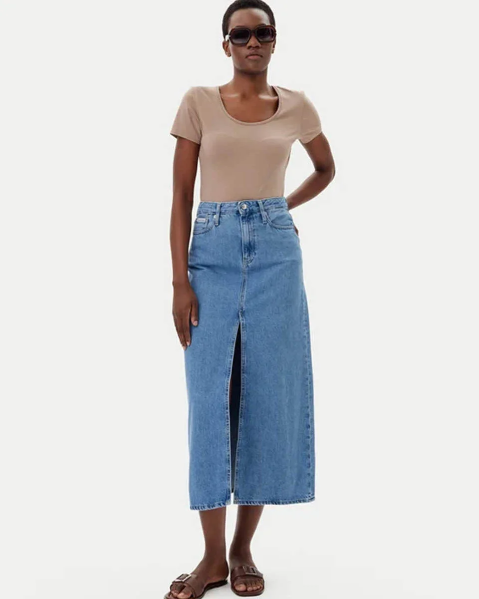 Calvin Klein A-LINE MAXI DENIM SKIRT Kadın  Etek J20J225192-1AA