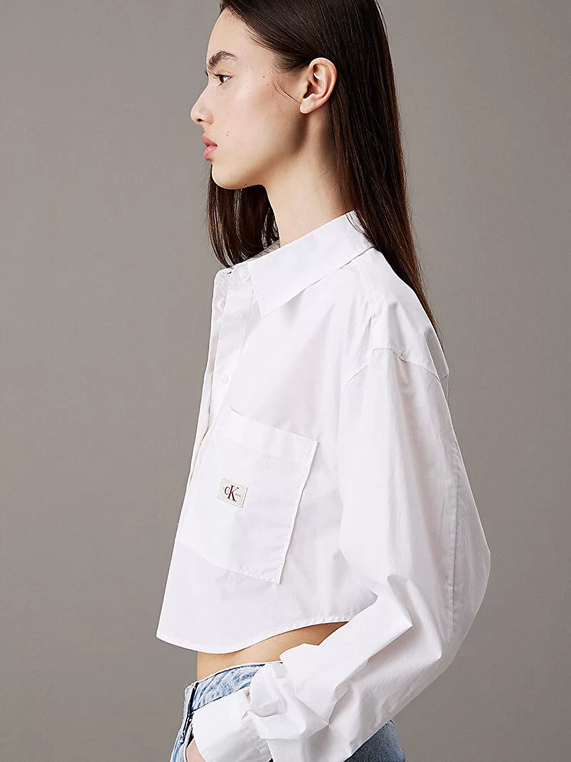 CK Jeans WOVEN LABEL CROPPED SHIRT Kadın  Gömlek J20J225078-YAF