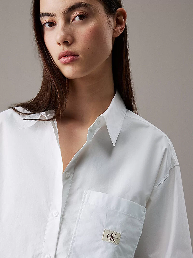 CK Jeans WOVEN LABEL CROPPED SHIRT Kadın  Gömlek J20J225078-YAF