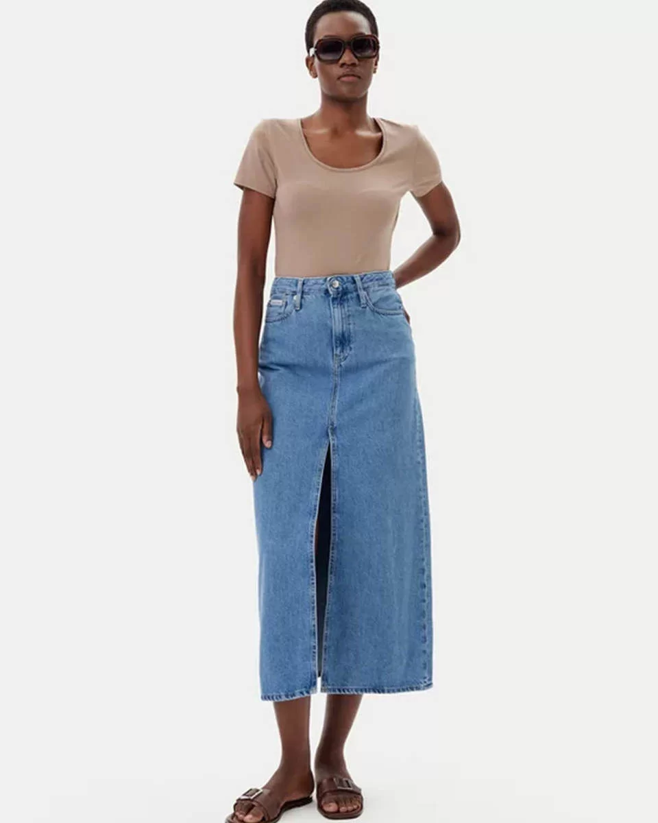 CK Jeans A-LINE MAXI DENIM SKIRT Kadın  Etek J20J225192-1AA