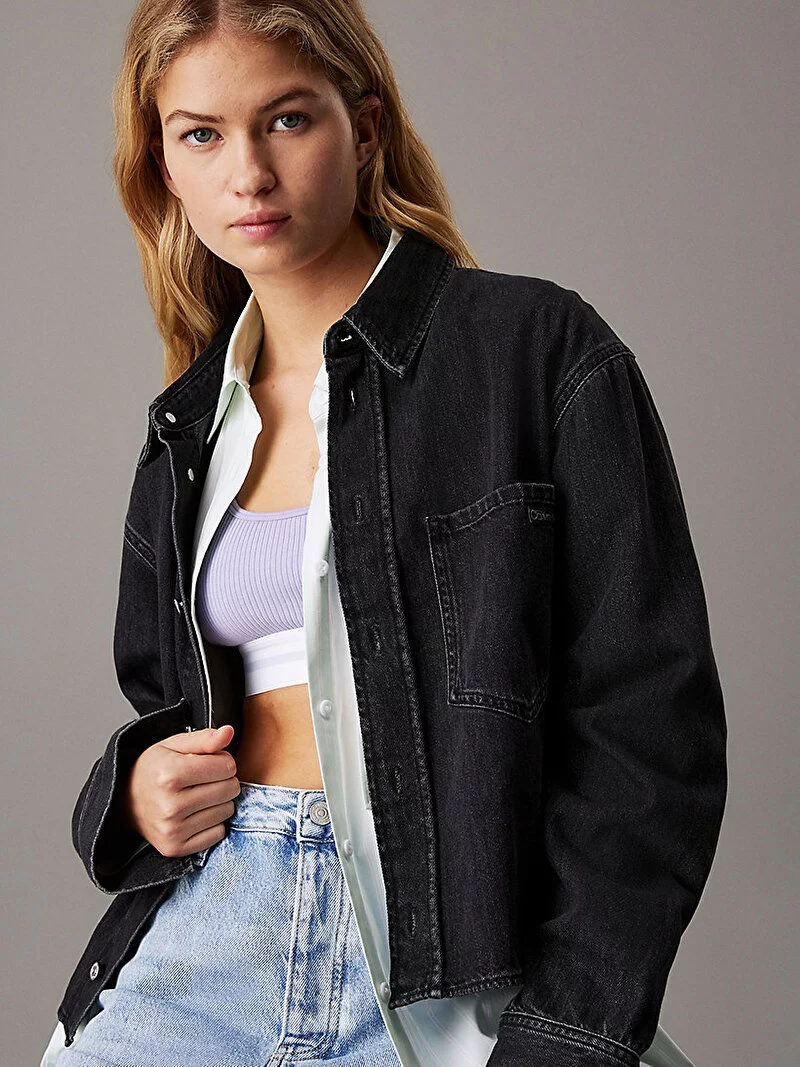 CK Jeans CROPPED DAD DENIM SHIRT Kadın  Gömlek J20J225517-1BY