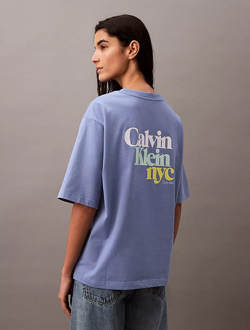 CK Jeans SS REL CALVIN KLEIN NYC TEE Kadın  T-shirt LV047AB813-CE0