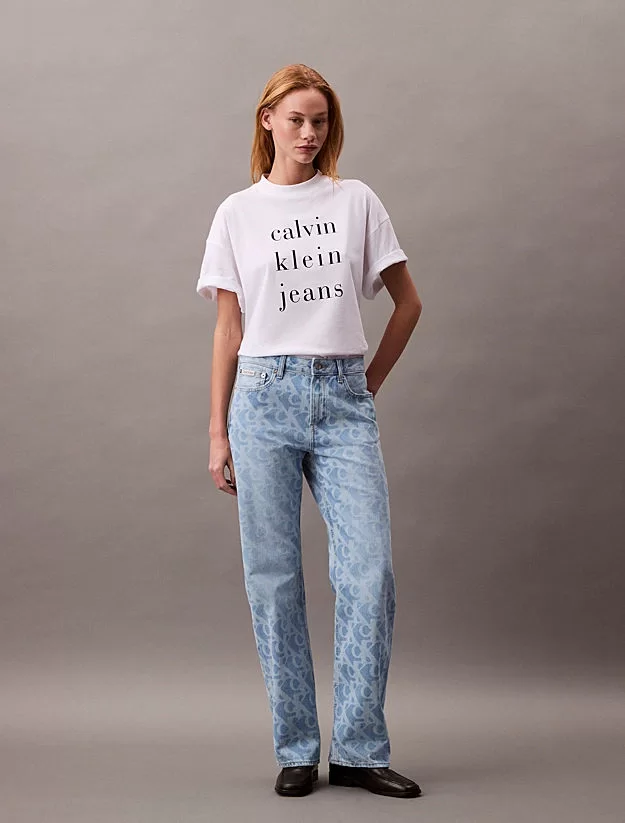 CK Jeans SIGNATURE 90s STRAIGHT AOP LT BI Kadın  Jeans LV047B007G-XHU