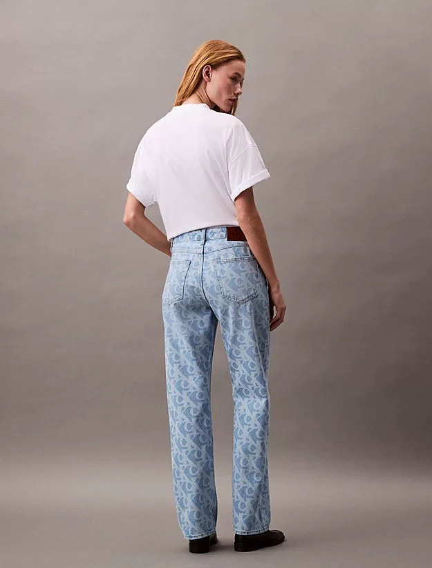 CK Jeans SIGNATURE 90s STRAIGHT AOP LT BI Kadın  Jeans LV047B007G-XHU
