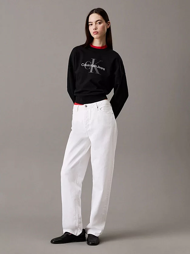 CK Jeans  Monogram Logo Relaxed Kadın Siyah Sweatshirt LV047B234G-UB1