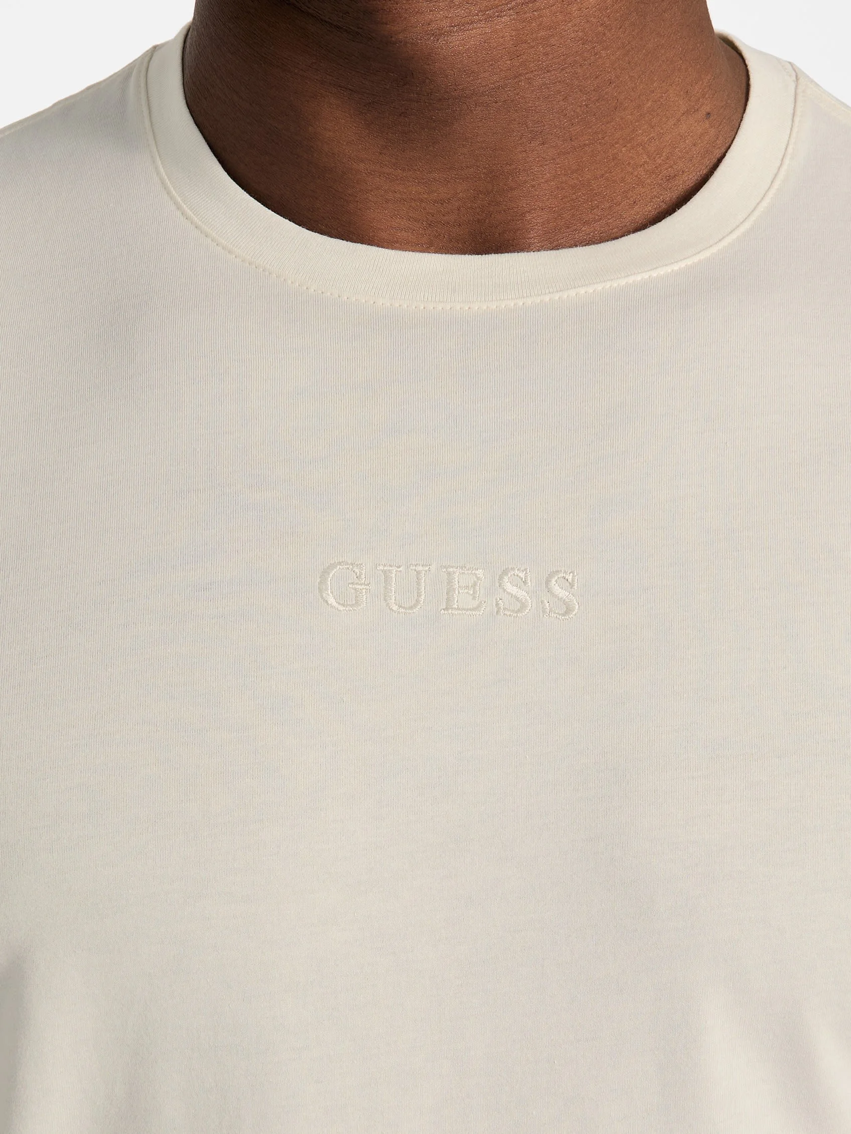 Guess SS GUESS EMB PIMA CREW Erkek Bej T-shirt M4GP39K7HD0-G1V7