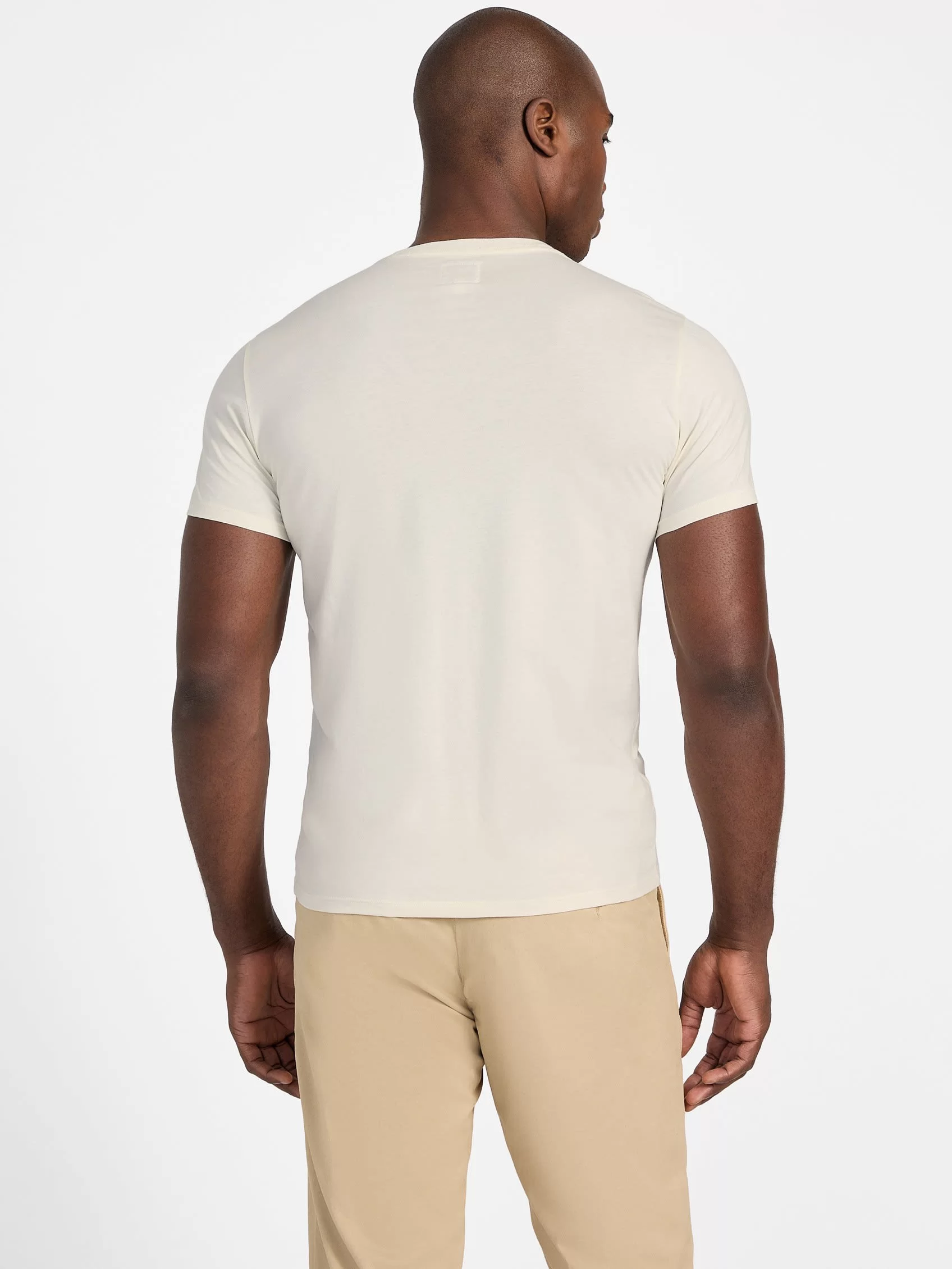 Guess SS GUESS EMB PIMA CREW Erkek Bej T-shirt M4GP39K7HD0-G1V7