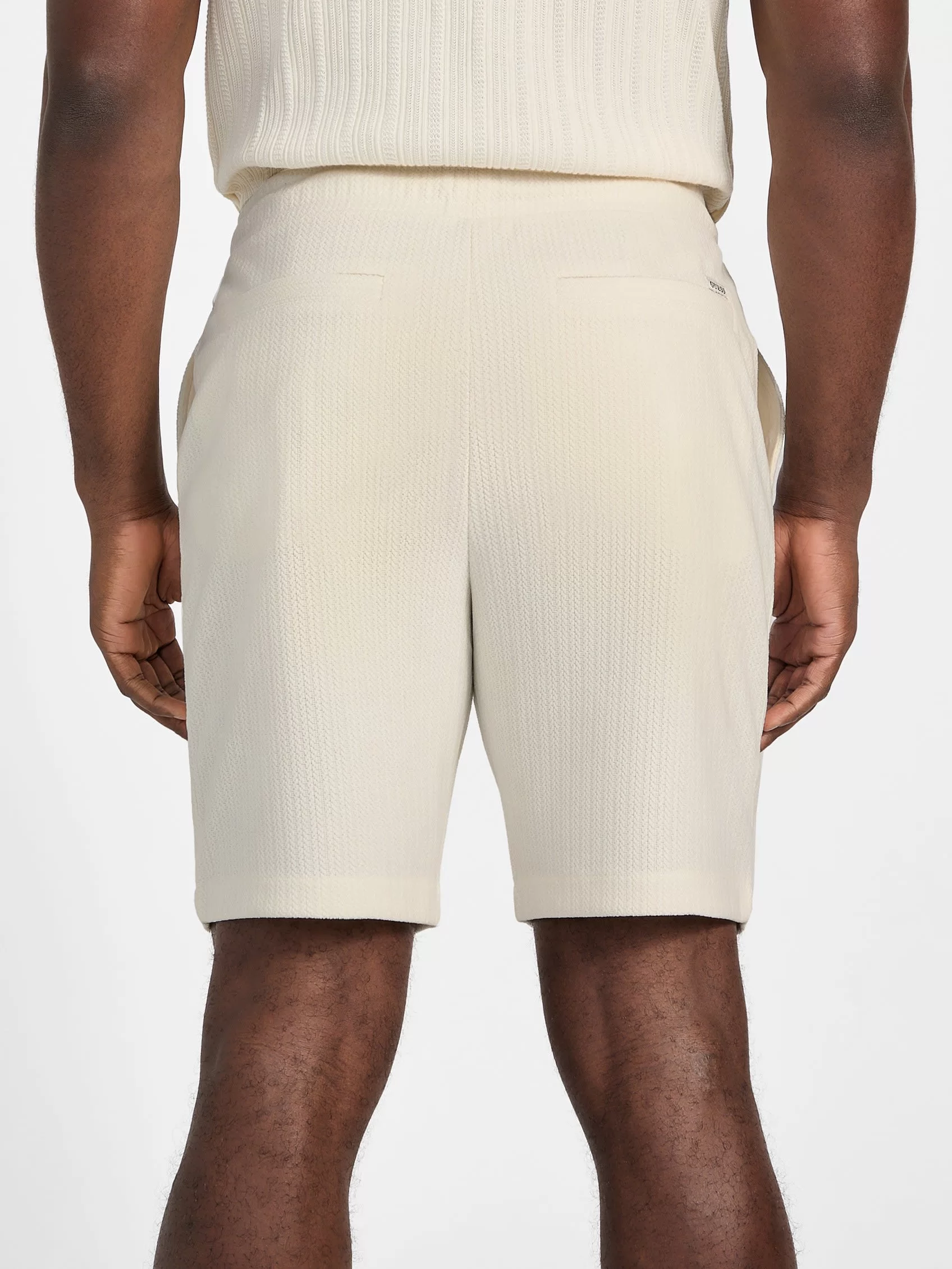 Guess BARON TEXTURED KNIT SHORTS Erkek Beyaz Şort M5GD41KCRY0-G047