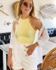 Dilvin Sarı Aksesuarlı Crop Top