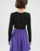 Quzu Siyah V Yaka Crop Bluz
