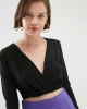 Quzu Siyah V Yaka Crop Bluz