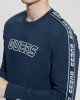 Guess Erkek Omuz Ve Göğüs Logolu Mavi Sweatshirt