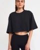 BİSİKLET YAKA CROP-SIYAH